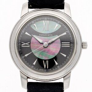 TIFFANY&Co. Z0046.17.10A90A40A mark Black shell SS/leather QZ